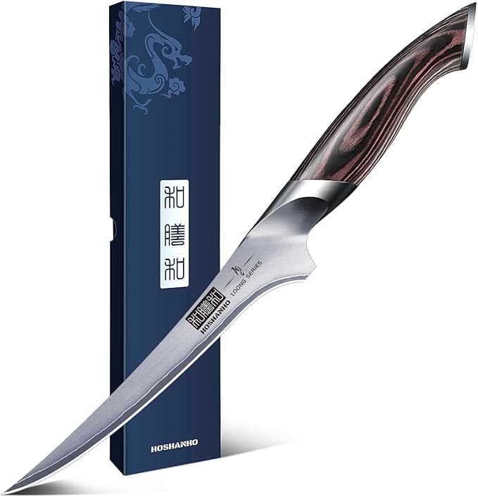 HOSHANHO Fillet Knife 7 Inch Super Sharp Boning Knife in High Carbon Stainless Steel Professional Japanese Fish Knives for Meat Poultry Cutting