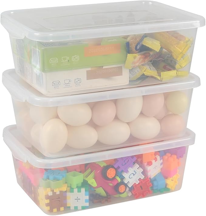 3 Pack 6.5 Quart Lidded Storage Bins Dough Proofing Box Clear Storage Container