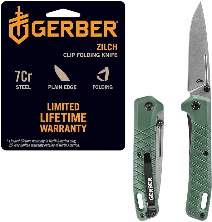 Gerber Gear Zilch Pocket Knife with 3.1 Plain Edge Blade Folding Knife with Clip Lightweight EDC Gear and Equipment
