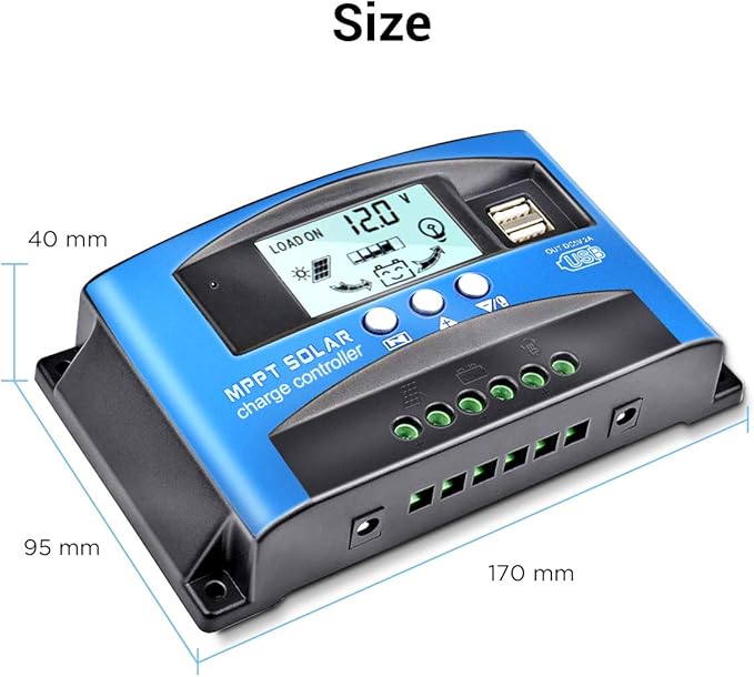 MPPT Solar Charge Controller 30A 12V/24V Auto Solar Panel Intelligent Regulator with Dual USB Port LCD Display for Lead Acid Batteries