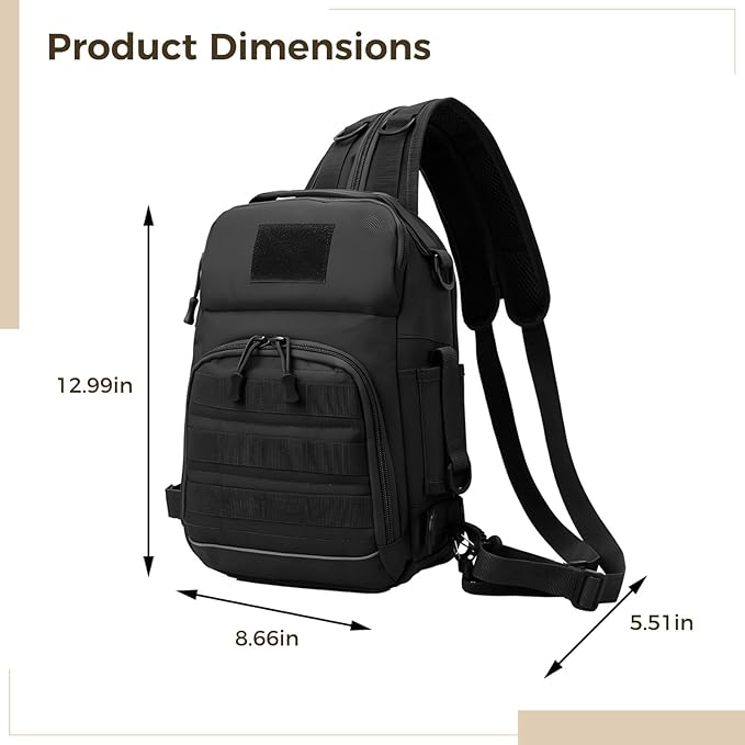 Tactical Sling Bag For Men Concealed Carry Backpack Premium Oxford Fabric Water-Resistant Ideal For Travel And Outdoors