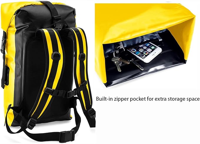 Generic Outdoor PVC Waterproof Dry Backpack Water Floating Bag Roll Top Sack Dry Backpack Waterproof Surfing Swimming Kayaking (Yellow85L)
