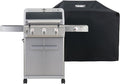 Monument Grills Outdoor Barbecue Stainless Steel 3 Burner Propane Gas Grill 48000 BTU Patio Garden Grill with Side Burner and Knob Controls Mesa305 with BBQ Cover