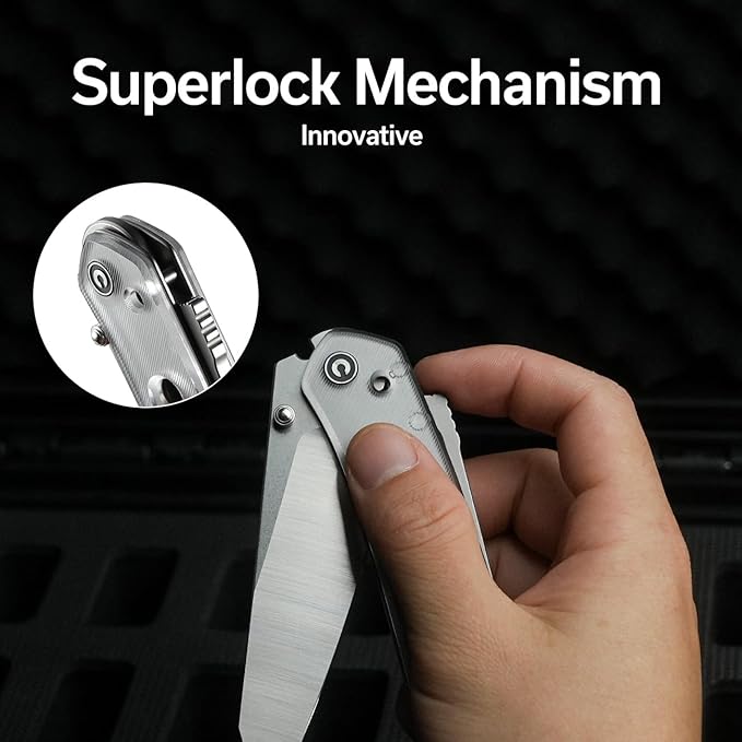 CIVIVI Vision FG Pocket Knife for EDC Superlock Folding Knife with 3.54 Reverse Tanto Nitro-V Blade Lexan Handle Ideal Gift for Men Women C22036-7