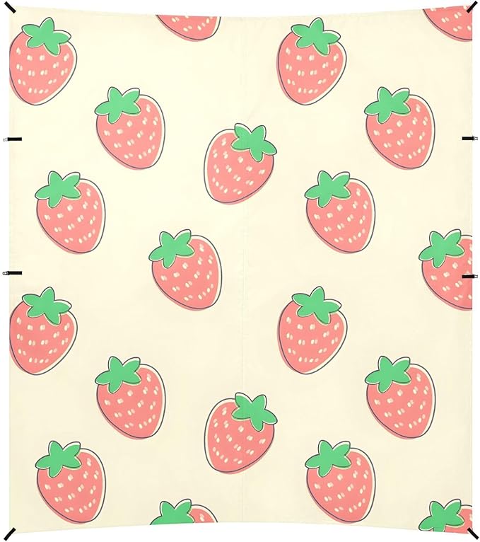 ALAZA Strawberry Beige Background Pattern Beach Tent Sun Shelter Portable Canopy Sunshade for Outdoor Camping Picnics Backyard Fun 10x9 ft
