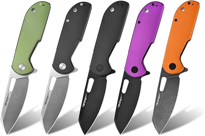 TONIFE Galaxy Mini Folding Knife with D2 Steel Blade and Aluminum Handle EDC Pocket Tool for Camping Hiking and Survival (Black Stone Wash)