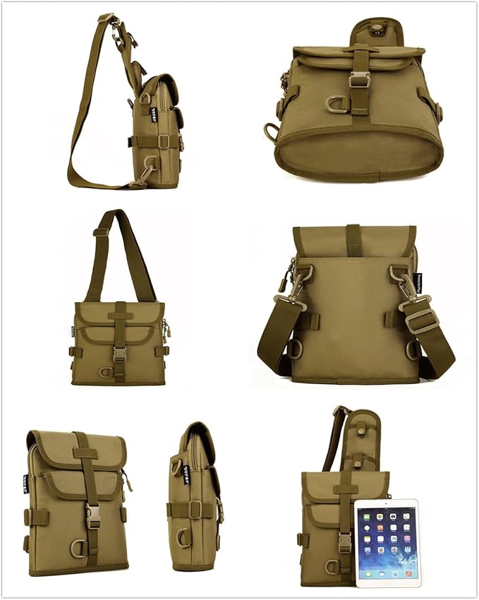 UNISTRENGH Tactical Sling Bag Military Daypack Casual Shoulder Bag Crossbody Duty Gear Molle Chest Pack for Hunting Fishing (ACU-camouflage)