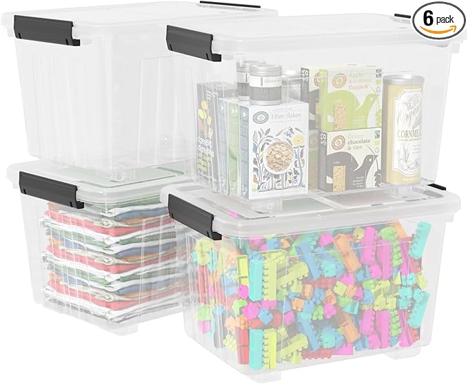 30 Quart Clear Storage Latch Bin with Lids Clear Storage Totes with Lid 4-Pack