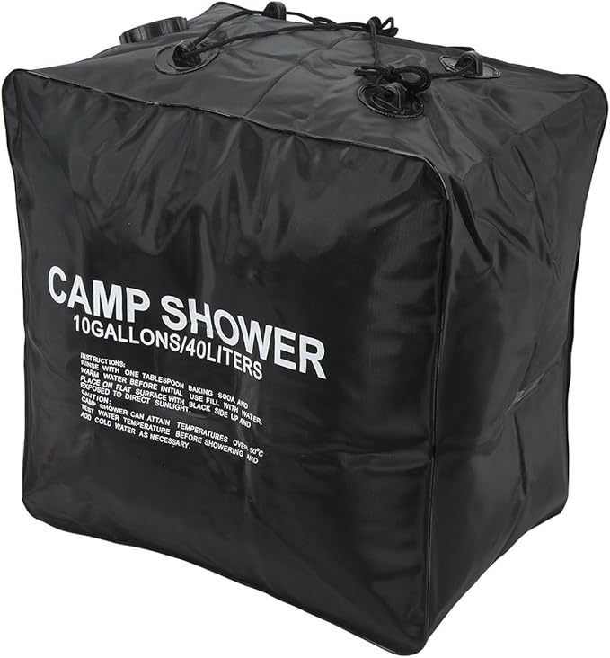 40L Solar Camp Shower Bag with Sprayer PVC Rubber Plastic Cloth Texture Proof Coating - Large Capacity Solar Heating Ideal for Outdoor Camping and Hiking