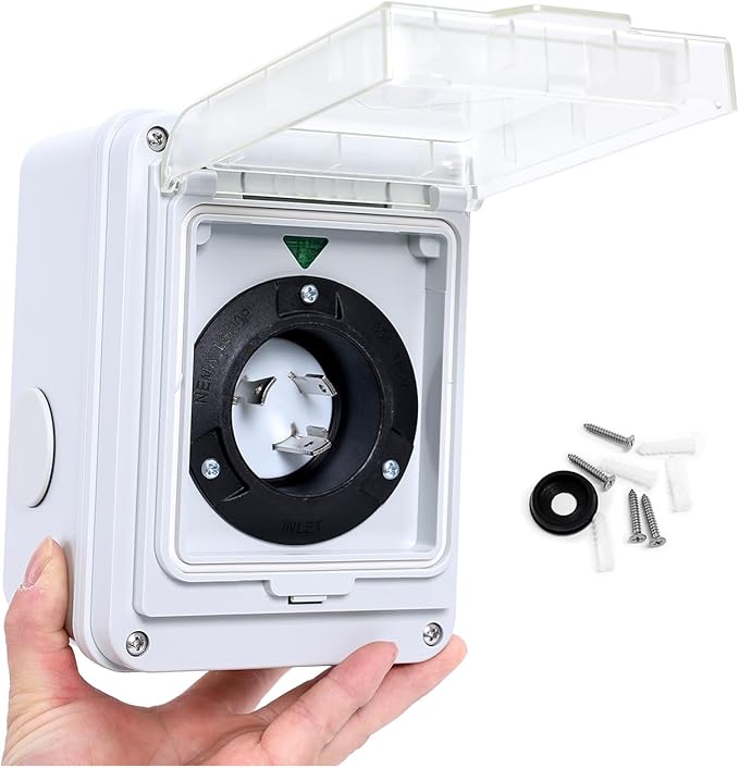 NEMA L5-30P Generator Inlet Box30 Amp 125V Twist Lock Outdoor Power Inlet with Indicator LightPre-Drilled Easy Install Electrical Box for Connecting Portable Generator to House