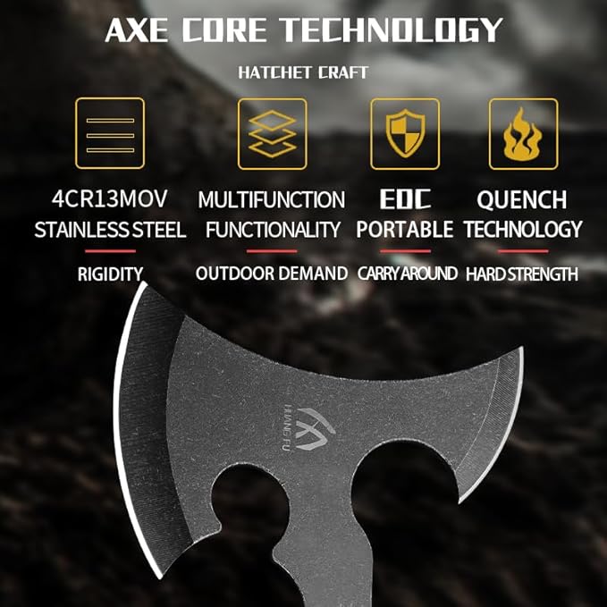 6PC Camping Axe Folding Survival Axe Outdoor Adventure Tactical Camping Axe (Black)