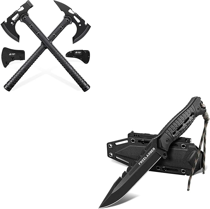 Freelander Outdoor Knife Bundle with Tactical Axe 2 Pack
