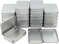 Goodma 24 Pieces Rectangular Metal Empty Hinged Tins Containers Basic Necessities Home Storage Organizer Mini Box Set 4.5 x 3.3 x 0.9 inch (Silver)