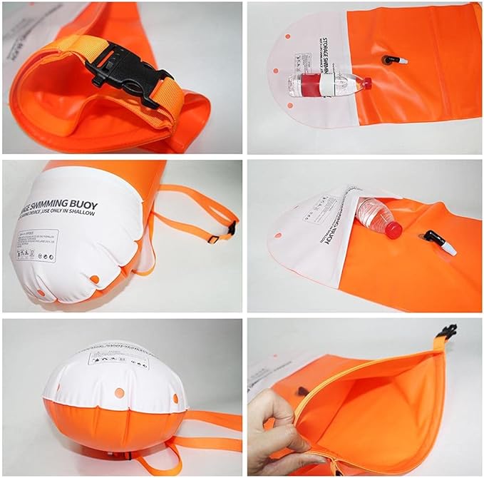 Alomejor 20L Swim Buoy Tow Float Bag Inflatable Swim Bubble with Dry Storage Space for Swimmers and Triathlon