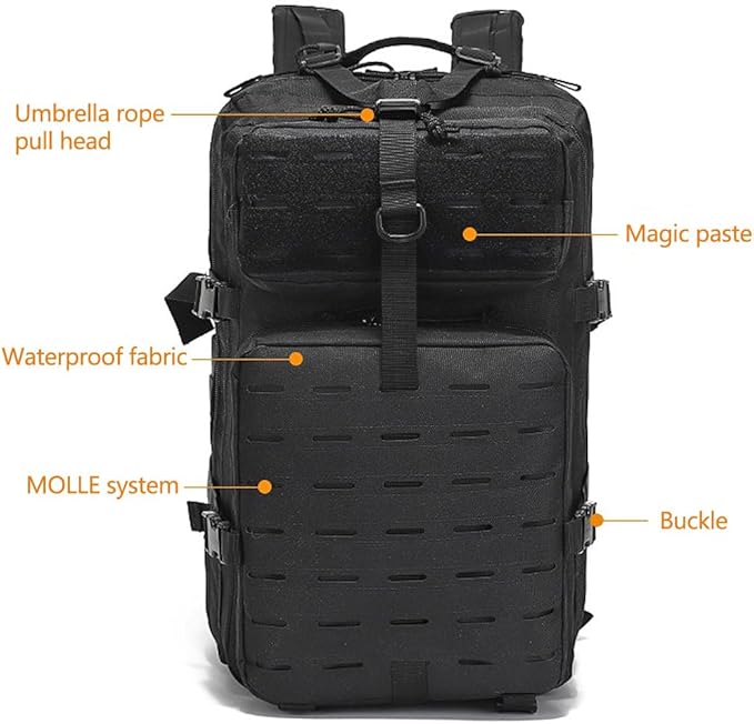 45L Military Tactical Backpacks Molle Army Assault Pack 3 Day Bug Out Bag Hiking Treeking Rucksack (Military Green)