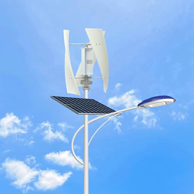 100W Vertical Axis Wind Turbine Generator Permanent Magnet Generator with Intelligent Controller Low Noise Helical Design Windmill for Home Boats Street Lighting (12V100WStyle 3 White)