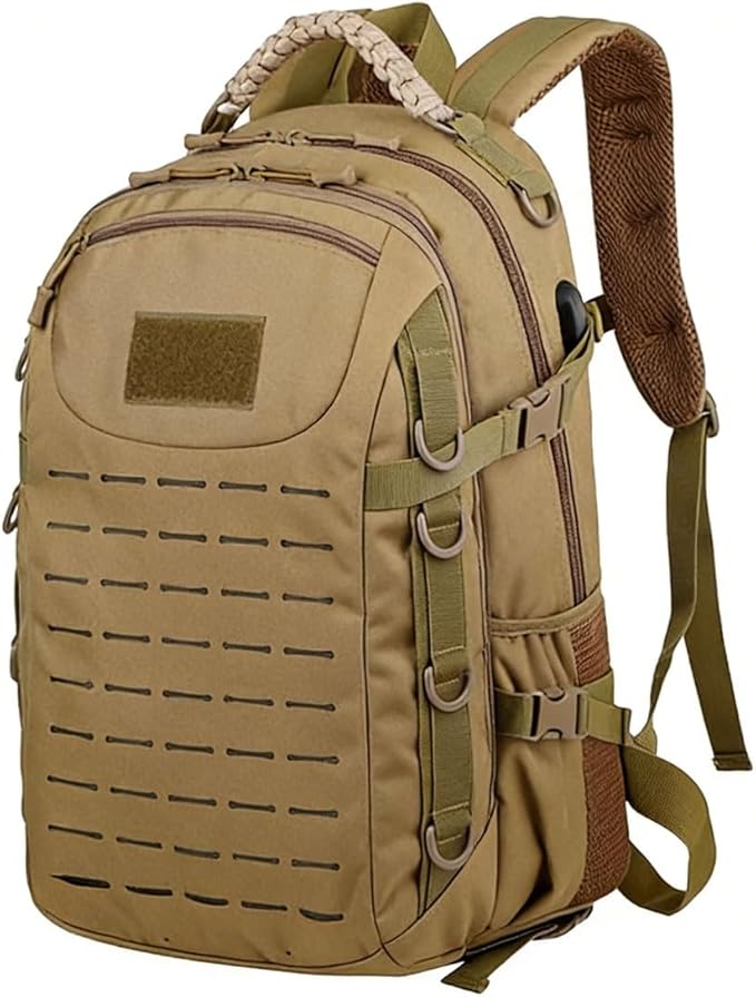 LINGYUE Tactical Backpack Bagpack Waterproof Hiking With USB Port 14 Laptop Compartment For Outdoor Camping Travel(D)