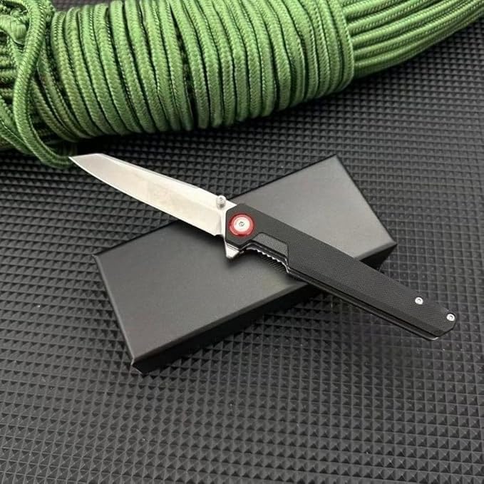 7.99-inch Lightweight Folding Knife 440B Steel Blade G10 Handle EDC Outdoor Camping Fishing Knife Adventure Survival Tool Men's Gift