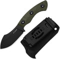 Kizer Rook Fixed Blade Knife 3.11 Nessmuk-style D2 Blade Hunting Knives with Olive Green G10 Handle Bushcraft Knife with Sheath &amp TekLok for Camping Hunting Survival 1090M1