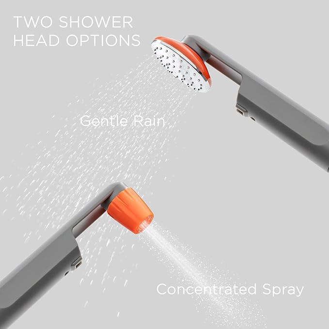 Ivation Portable Camping Shower | Compact Handheld &amp Hands-Free Rechargeable Outdoor Shower Head &amp Cleaning System w/ 3.7V Pump 6-Ft Hose Bidet Head Removable Filter Multiuse Hook &amp US