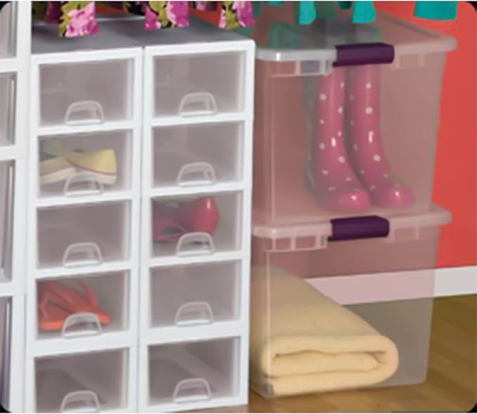 Sterilite 66 Quart Clear Latch Lid Storage Container Tote 12 Pack and 15 Quart Clear Latch Lid Storage Container Tote 12 Pack for Home Organization