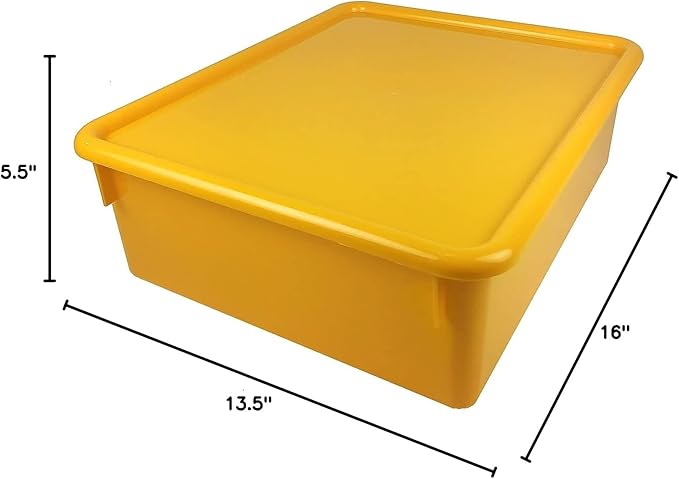 Romanoff Double Stowaway Tray with Lid 16-inch x 13.5-inch x 5.5-inch Yellow (ROM13003)