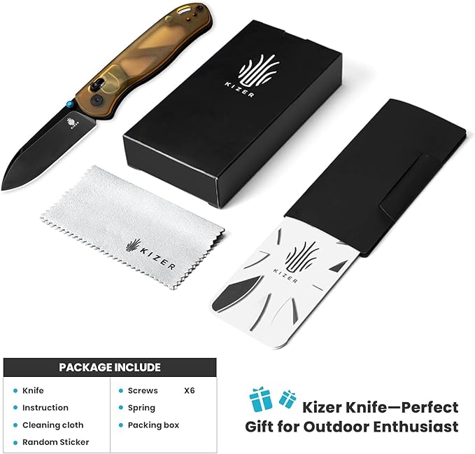 Kizer Drop Bear EDC Pocket Knife 2.98” Nitro-V Steel Blade PEI Handle Folding Knife with Thumb Stud Opener Clutch Lock Knife for Men Women Gift V3619A2