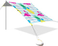 Beach Canopy with Windproof Ropes &amp Sandbags Beach Tent Sun Shade Sun Shelter for Camping Trips Fishing Backyard Fun or Picnics Flamingos