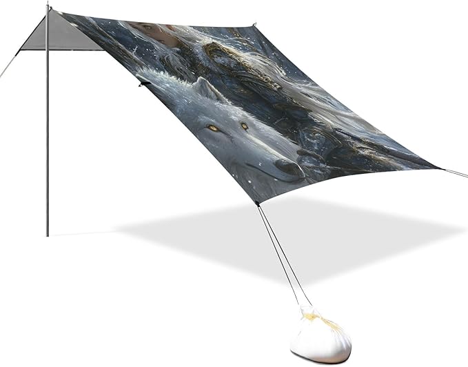 Game Anime Winter Playroom Wolf Beach Canopy UPF50 Lightweight Large Portable Sun Shelter with Carrying Bag for Camping Picnics Backyard &amp Fishing
