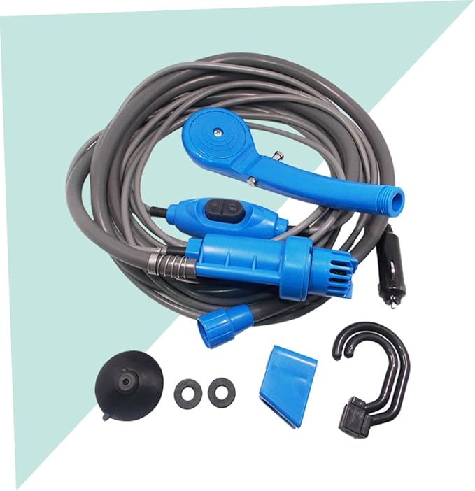 12v Portable Camping Shower Cable Electric Pump Hook Sucker for Outdoor Travel Pet Car Washing
