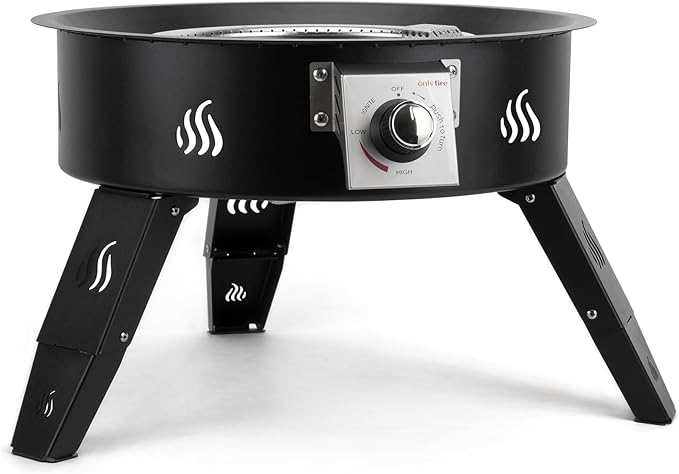 ONLYFIRE OUTDOOR LIVING Propane Fire Pit 19 with Foldable Legs Gas Firepit with Lava Rocks -Portable Smokeless Fireplace for Outside Camping Bonfire Patio Backyard RV Tailgating FP000