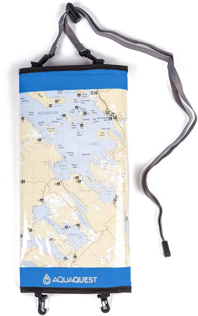 AquaQuest Trail Map Case - 100% Waterproof Document Dry Bag Holder with Clear Window &amp Lanyard - Black Yellow Orange Blue or Green
