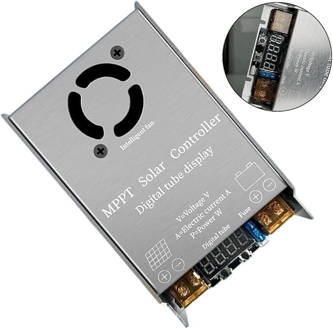 Solar Power Boost Controller 9V-60V Input 24V-96V Output Charger 450W with LED Display and Intelligent Cooling Fan Compatible with Various Battery Types