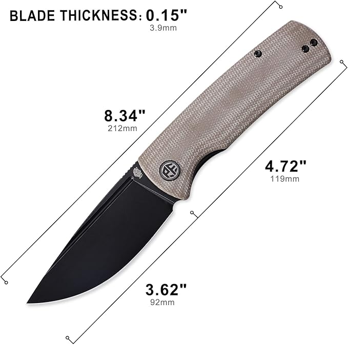 Petrified fish PFP01Beluga k110 steel folding knife G10 handle Front flipper outdoor Camping survival hunting EDC tool knives (Khaki Stonewashed)