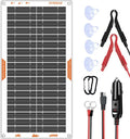 OYMSAE White 10W Solar Car Battery Charger Portable 12V Trickle Battery Charger &amp Maintainer Waterproof Solar Panel for Car Boat Automotive RV