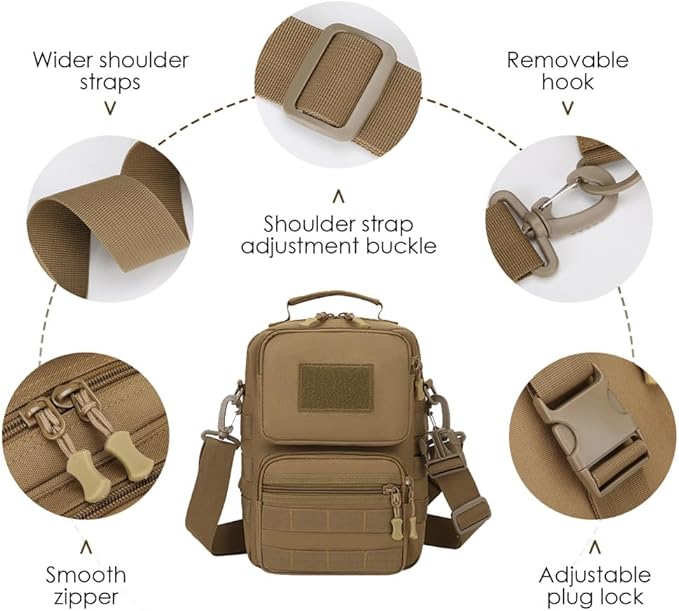 MiOYOOW Tactical Sling Bag Multi Functional Molle Chest Packs Large Storage Crossbody Backpack with Detachable Shoulder Strap for Climbing Cycling Hiking