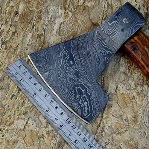 Axe Damascus Steel 17 Rose Wood Handle Axe/Hand Forged Woodsman Axe