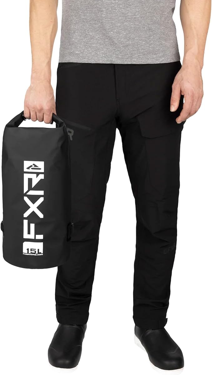 FXR Dry Bag Waterproof Roll-Up Closure D-Ring Off-Road Gear Black/White - 15 Litre
