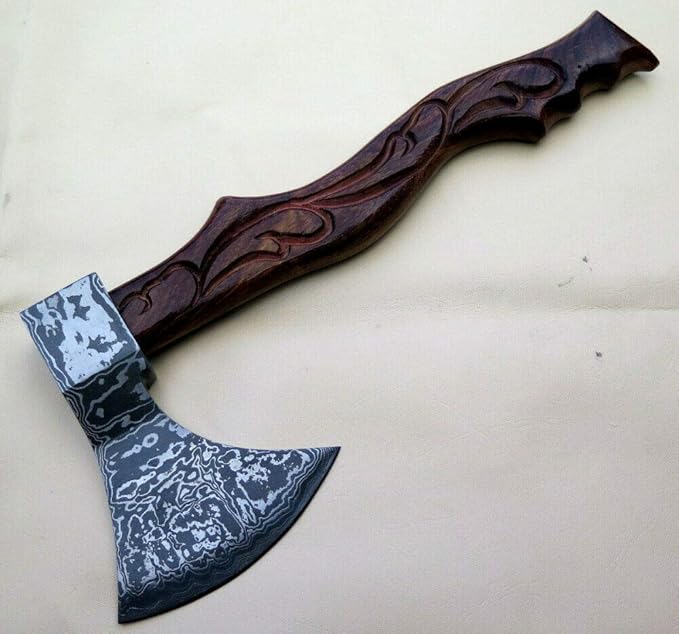 KE-0776-HK Peter Szabo Viking Axe 16 Damascus Steel Axe Custom and Handmade Northman Axe