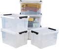 Pekky 22 Qt Clear Plastic Storage Bins with Lids and Wheels 6 Packs Plastic Latching Container Box for Organizing