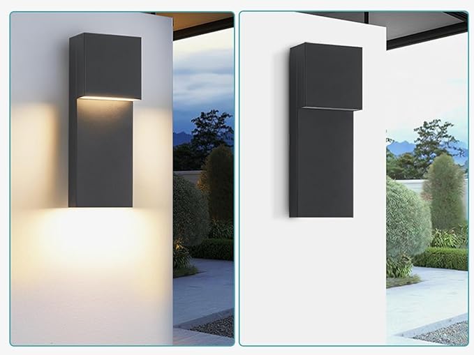 Modern LED Outdoor Wall Sconce Black Exterior Light Fixtures Outside Wall Mount Lighting for House Porch Garage Backyard 3000K 15 Inch 2 Packs