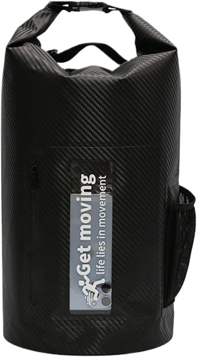 Waterproof Dry Bag 10L/20L Carbon Fiber Waterproof Dry Bag Hand-Held Bucket Bag Waterproof Bag Beach Drifting Swimming Bag Outdoor Backpack for SwimmingBoating(Black-10L)