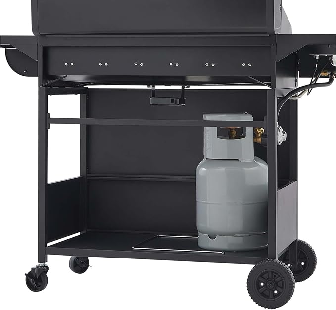 6-Burner Propane Gas BBQ Grill with Side Burner 72000 BTU Stainless Steel Barbecue Grill with Cast Iron Grates and Side Table for Outdoor Cooking Kitchen Patio