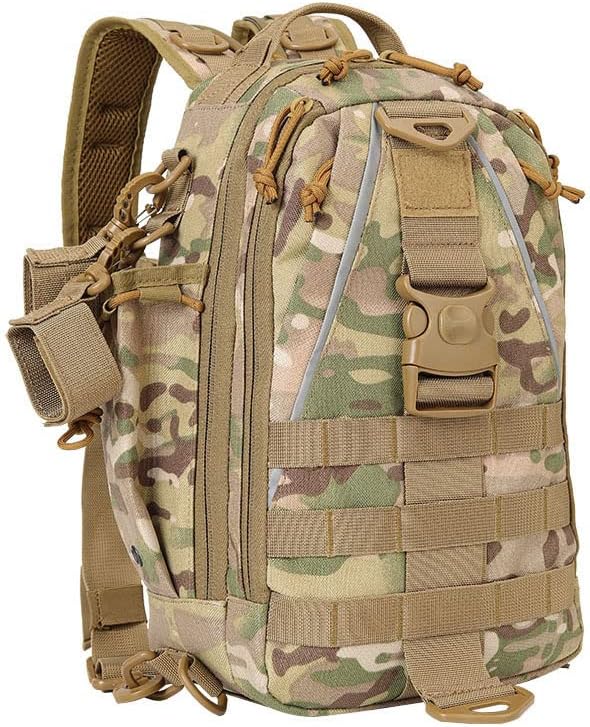 Outdoor Sports Pack Hiking Bag Rucksack Knapsack Combat Camouflage Tactical Backpack - Tan
