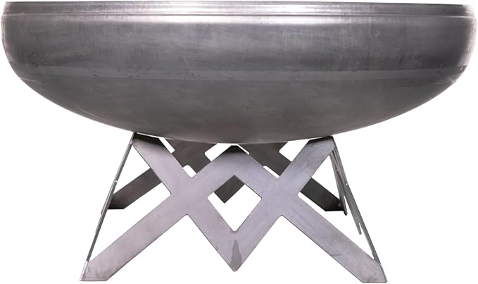 Ohio Flame - 30 Liberty Fire Pit with Angular Base (Made in USA) - Natural Steel Finish