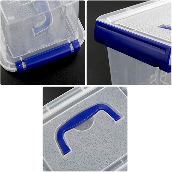 3 L Clear Storage Box Small Plastic Storage Latch Boxes 6-Pack