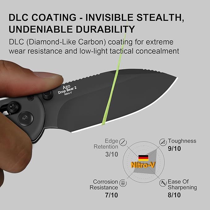 Kizer Drop Bear 2 Pocket Knife 2.84 Nitro-V Drop Point Blade Folding Knife with Gray Aluminum Handle Clutch Lock EDC Knives with Jimping on Spine for Men Women V3619.2KD2