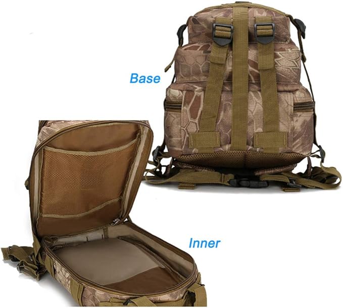 Outdoor Sports Pack Hiking Bag Tactical Rucksack Camo Knapsack Combat Camouflage Tactical Molle 25L 3P Backpack - DW