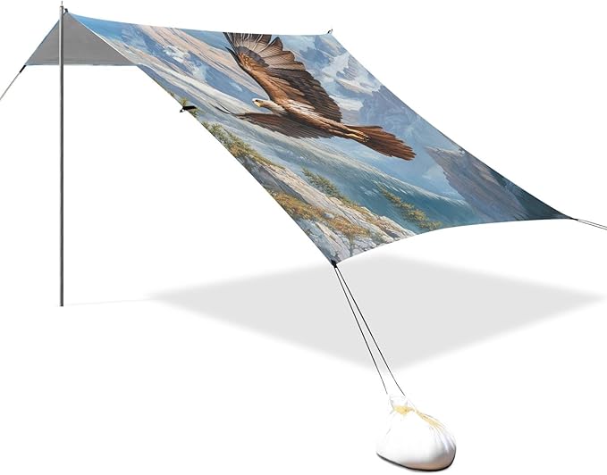 ALAZA Eagles Forest Mountains Beach Tent Sun Shelter Portable Canopy Sunshade for Outdoor Camping Picnics Backyard Fun 10x9 ft
