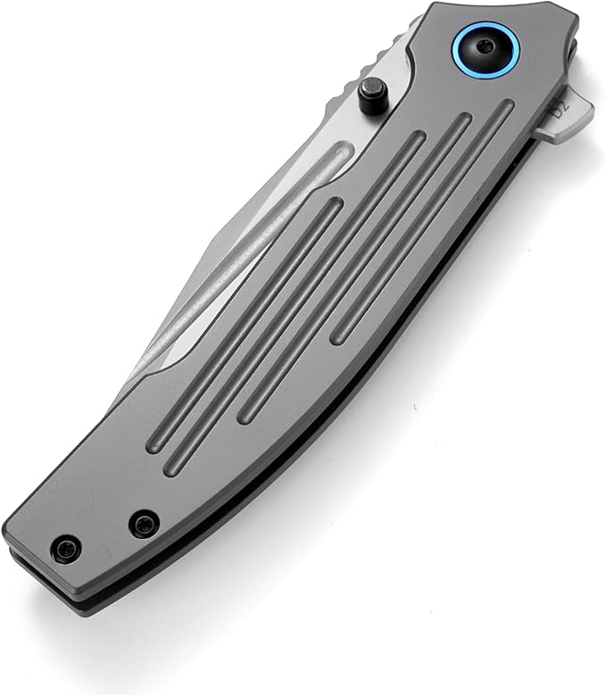 Tactical Folding Knife - 8.7in Overall Length 3.7in D2 Steel Blade Full Steel Handle EDC Pocket Knife for Camping Survival &amp Daily Carry